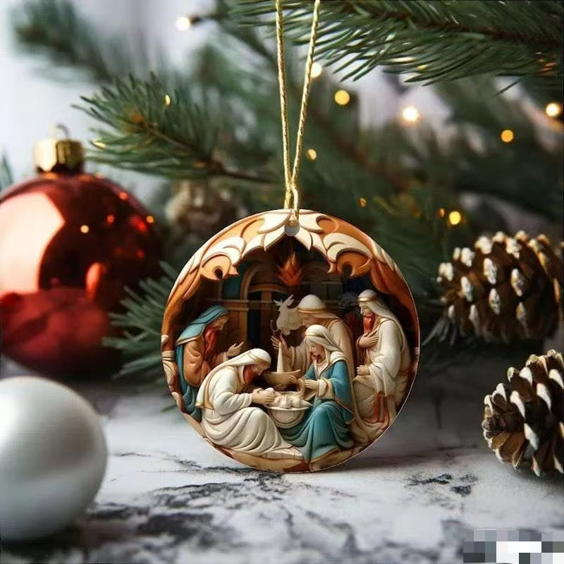 2025 Cross-Border Independent Station Acrylic 3D Effect Christmas Ornaments New Religious Belief Decoration