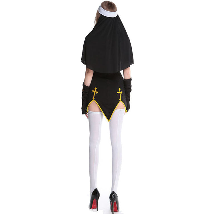 S-Xl Halloween Nun Clothes Adult Female Cross Cos Performance Clothes Nun Performance Clothes Game Uniforms