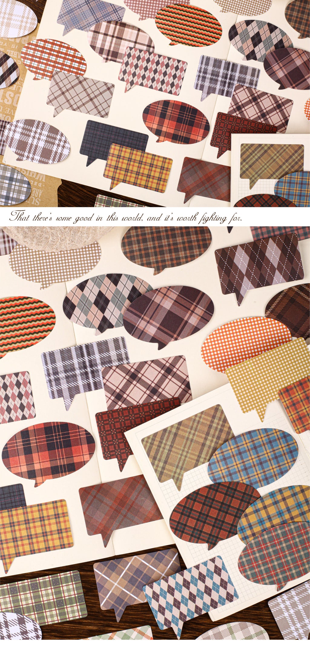 Retro Story Dialogue Series Stickers Simple Plaid Light Retro Decorative Journal Material DIY Base Stickers