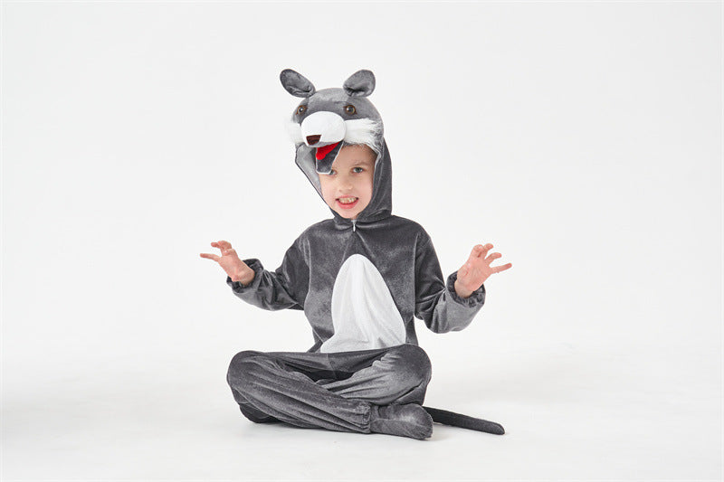 Halloween Big Bad Wolf Plays Parent-Child Animal Siaman Children's Drama Stage Performance Costume Big Tail Wolf