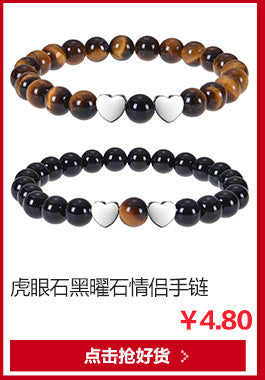 Personalized Dark Wind Halloween Spider Pendant Bracelet suit 8mm Crystal Onyx Stone Beaded Couple Bracelet