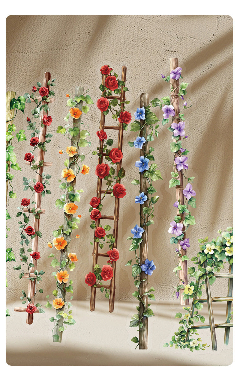 Retrostory Flower Ladder Pastoral Fresh Creative Stickers Decorative Stickers Children's Landscaping Material Journal Stickers
