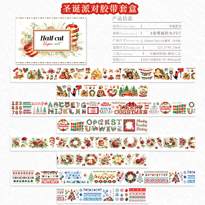 Foreign Trade Cross-Border Hot-Selling Halloween and Christmas Planner Materials DIY Decoration No-Cut Die-Cut Pet Planner Tape