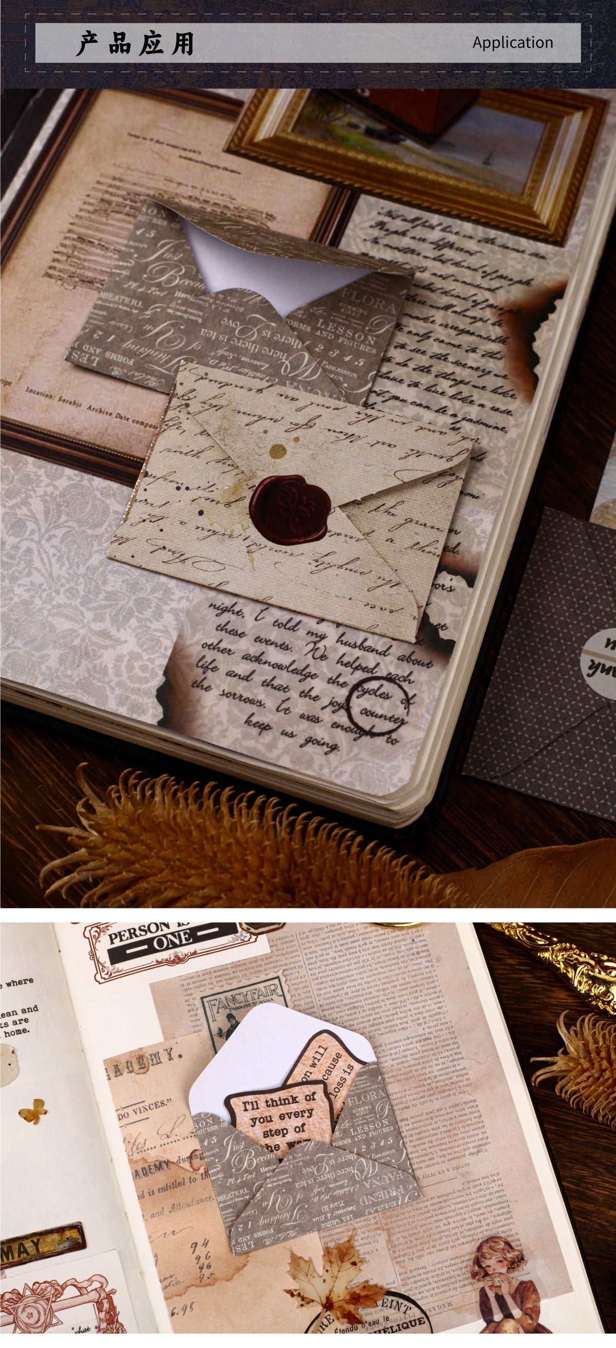 Retrostory Discount Series Mini Sealing Stickers with 20 Creative Decorative Small Envelopes and Handbook Material Collage