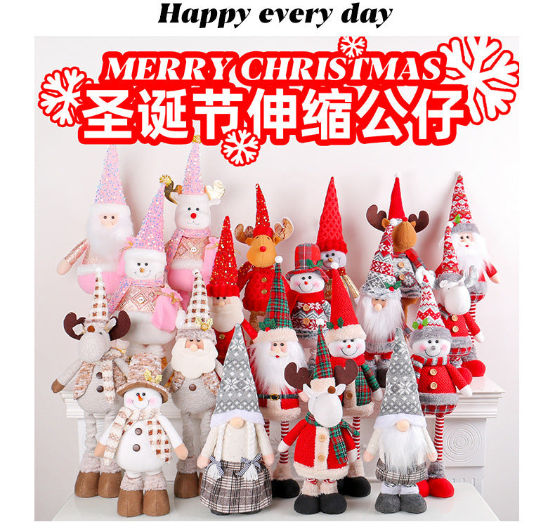 A variety of Christmas standing telescopic doll hotel window Christmas snowman elk doll decorative ornaments