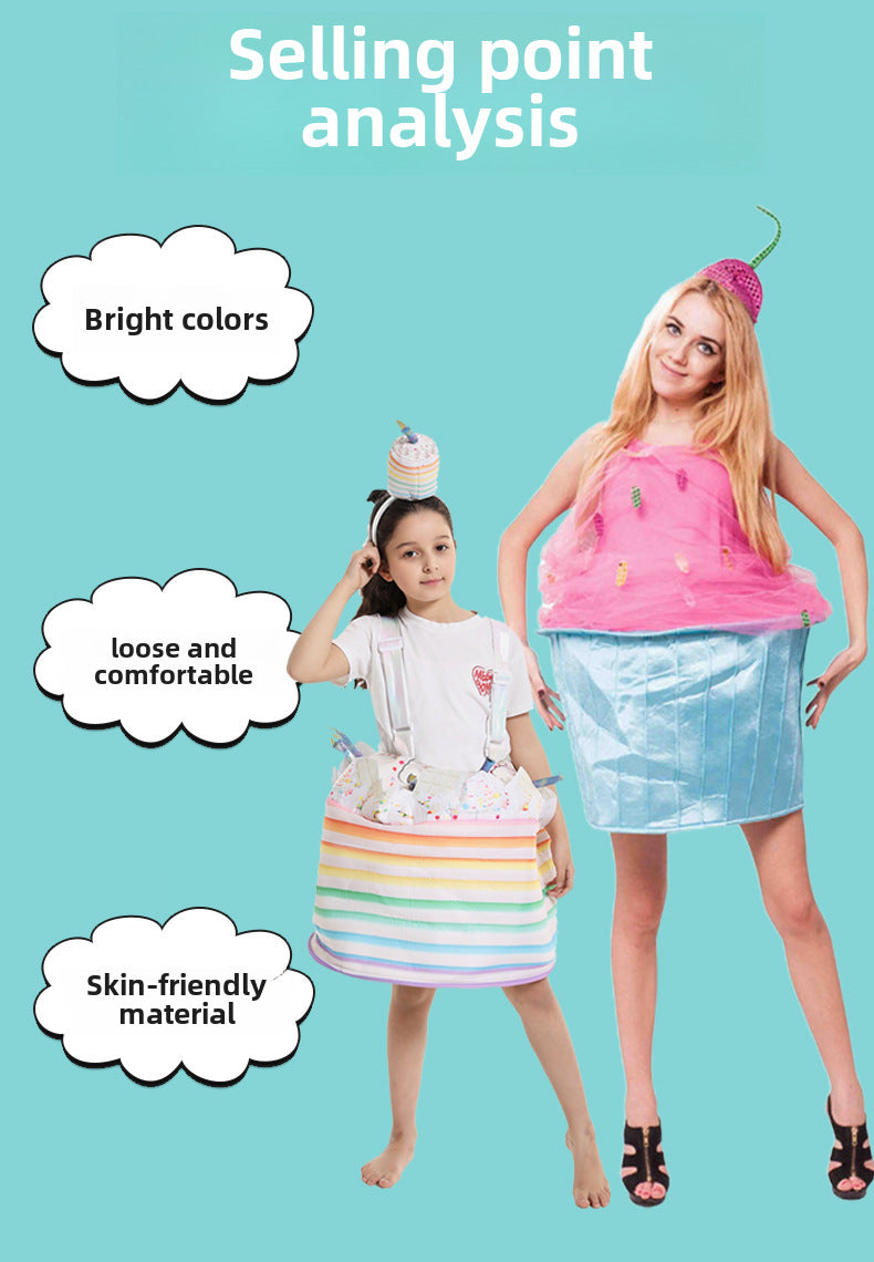 Cross Border Special for Mardi Gras Halloween New cosplay Prom Stage Dress Adult Cake Hooded suit