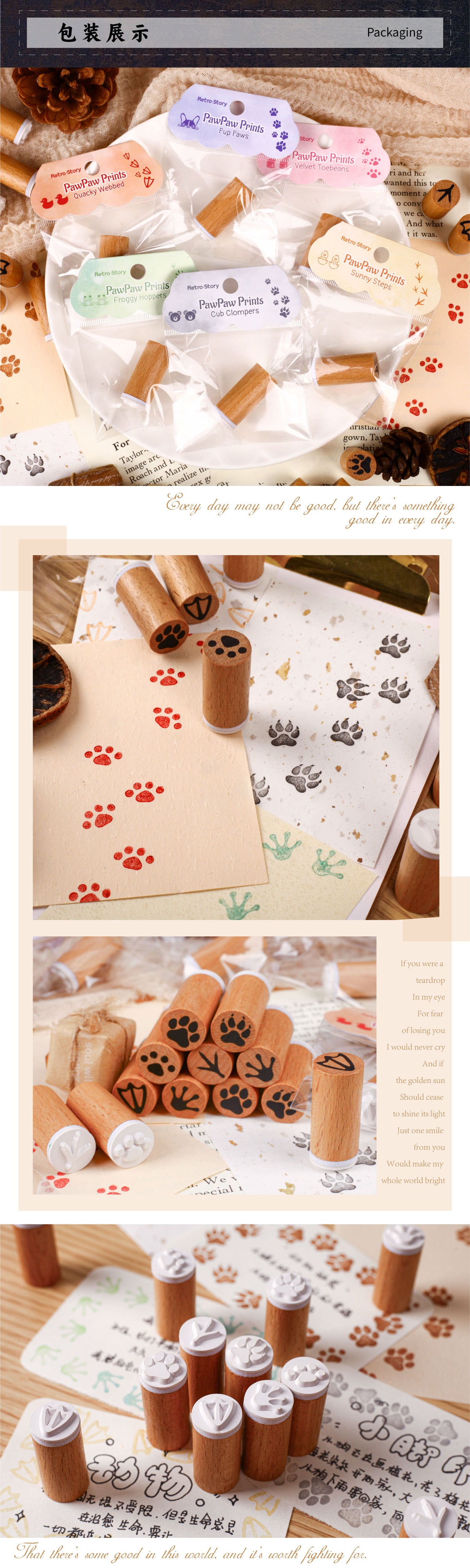 Retrostory Claw Series Base Print Creative Cartoon Animal Paw Material Decorative Journal Stamps