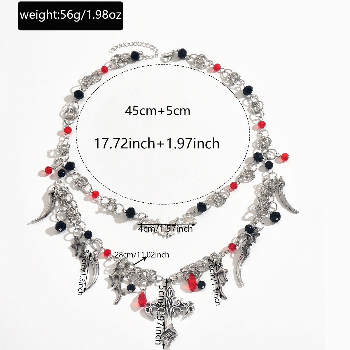 Halloween Cross Necklace Wholesale Cross-Border Vintage Dark Heavy-Duty Gothic Style Necklace Light Luxury Niche Sweater Chain