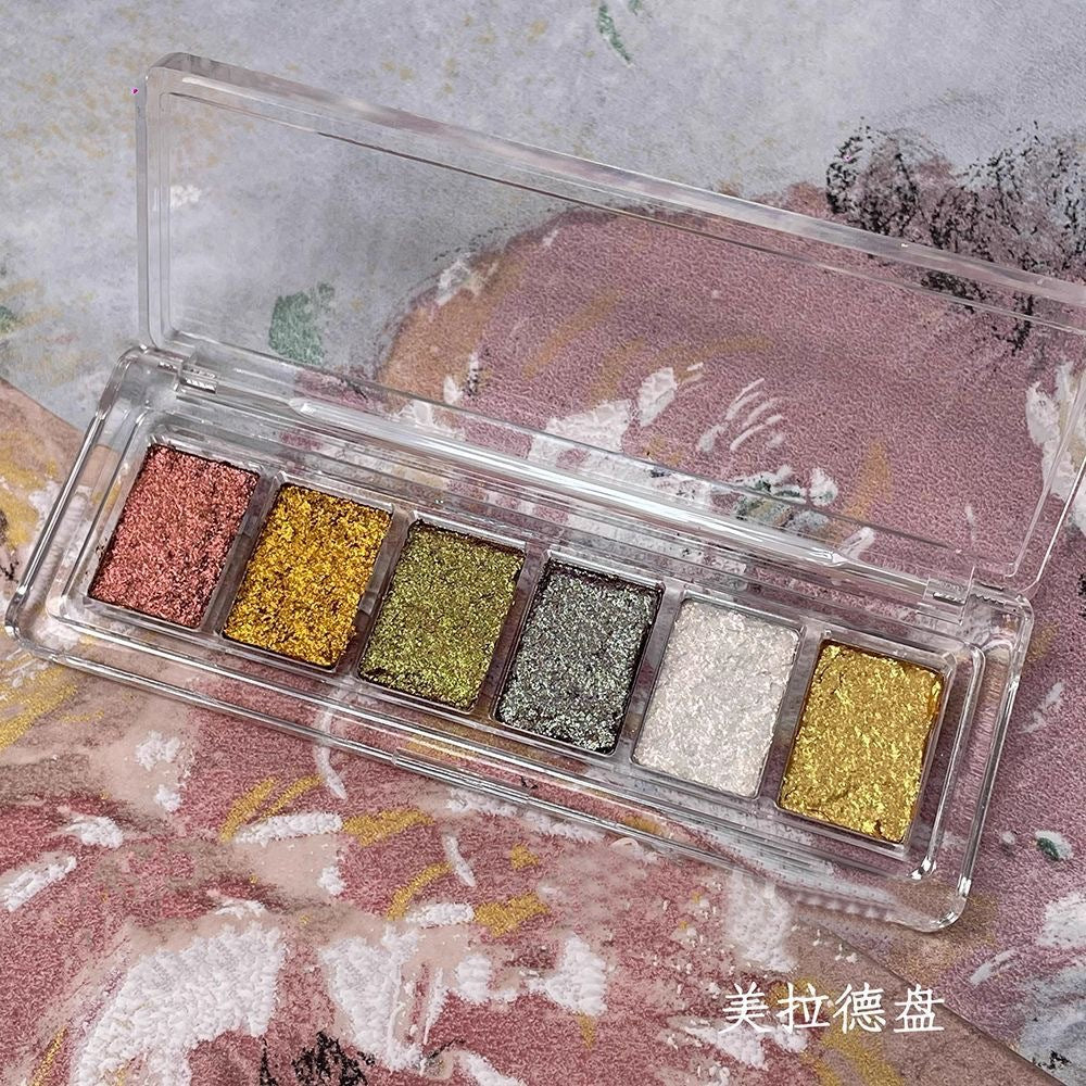 Nail glitter powder cloth spirit mud six palace grid new burst flash solid Maillard starlight ice through DIY nail decorations