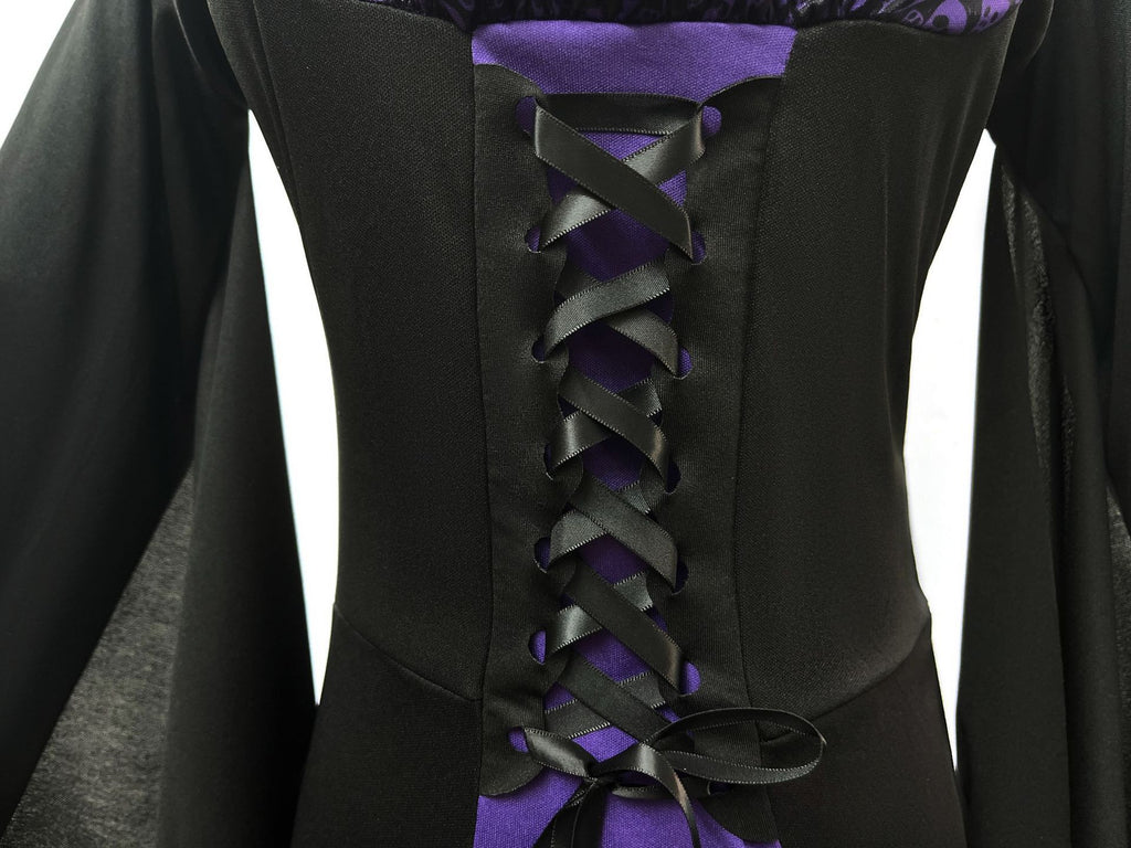 Amazon Cross-Border Halloween Purple Witch Costume Magician Long Skirt Wizard Cosplay Stage Performance Costume