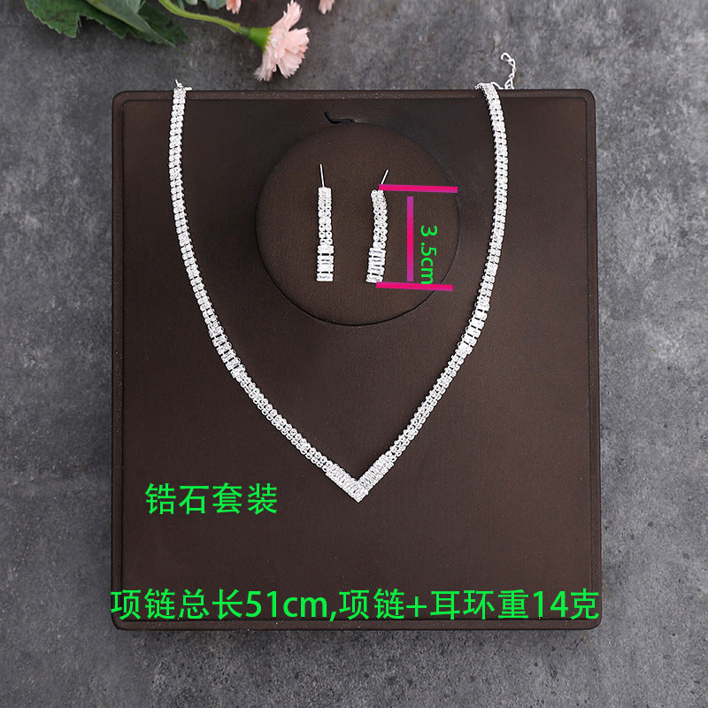 Korean Bride Necklace Earrings Two-piece Decorations Wedding Yarn Wedding Jewelry Wedding Accessories Dance Studio