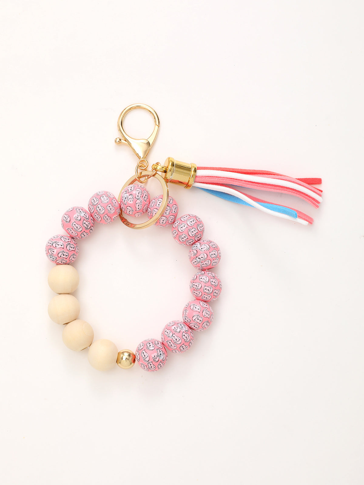 Sporty Baseball Independence Day Halloween Wooden Beads Wooden Fruit Summer Party Keychain Bracelet