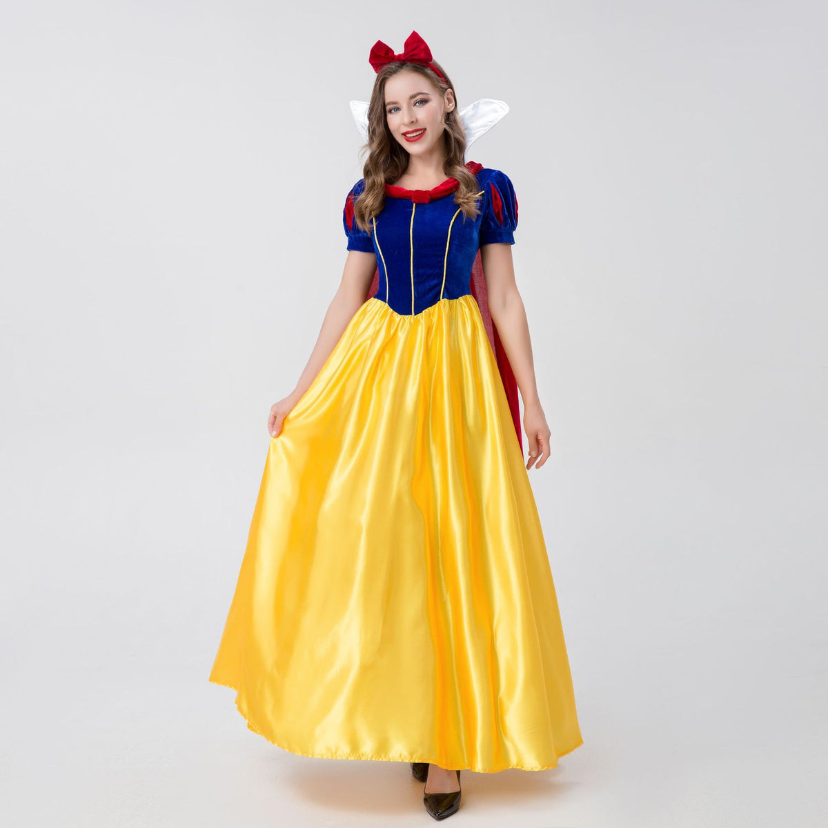 Halloween Costume Adult Snow White cosplay Deluxe Short Sleeve Long Dress Magic Fairy Princess Dress Show
