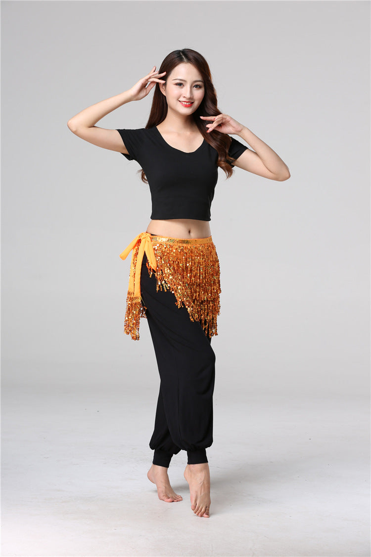 Halloween in stock Belly Dance Performance Costume Sequins Tassel Hips Bead Pieces Waist Chain Indian Dance Waist Towel Wholesale