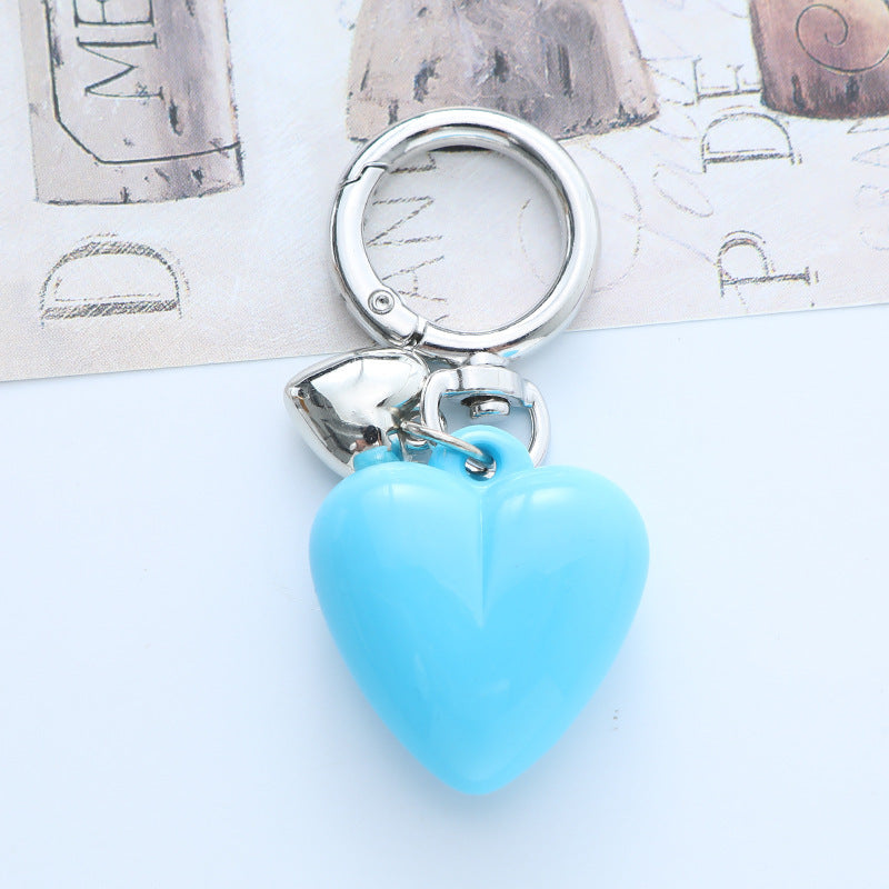Cross-Border New Acrylic Resin Heart-Shaped Keychain Colorful Creative Couple Peach Heart Bag Water Cup Decorative Pendant
