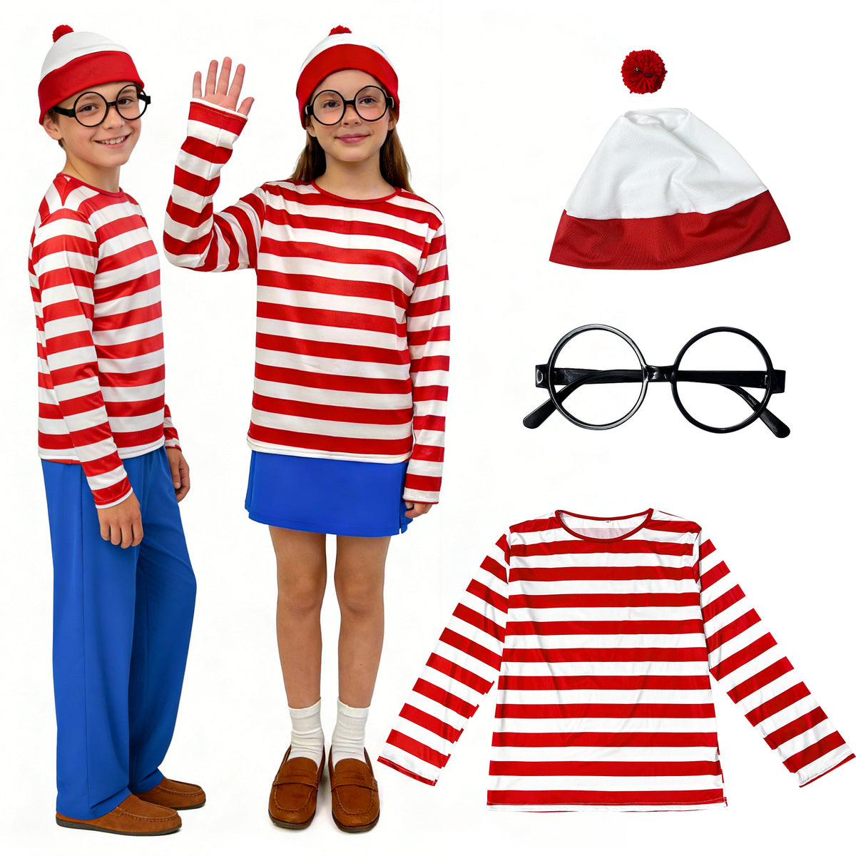 Halloween Costume Smart Wally Where's Wally UK Anime Costume cosplay Couple Costume