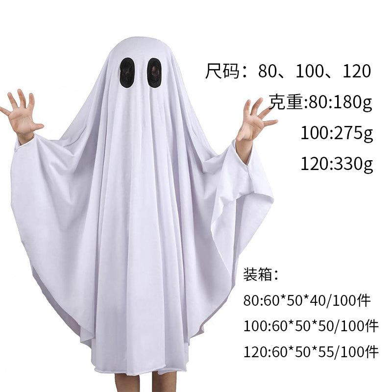 Cross Border Children Adult White Ghost Pullover Cloak Halloween Cos Ghost Festival Theme Carnival Party Dress Up Clothing