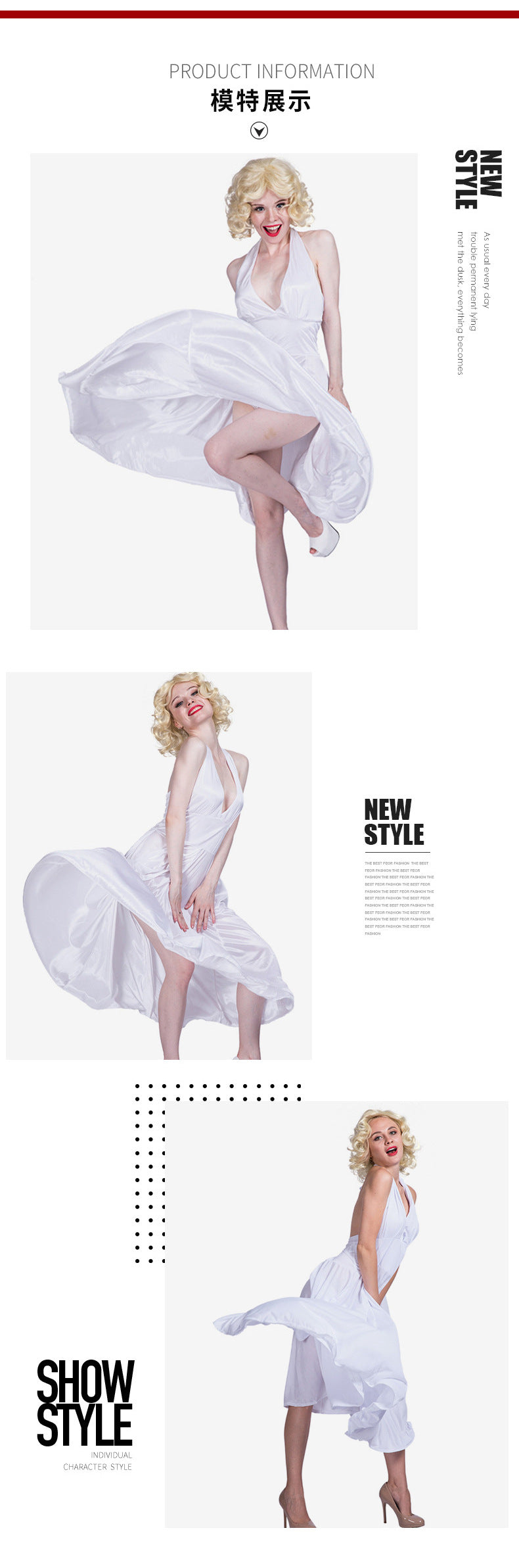 Cross-border supply Halloween Ghost Festival Carnival party stage role play cosplay costume sexy Monroe skirt