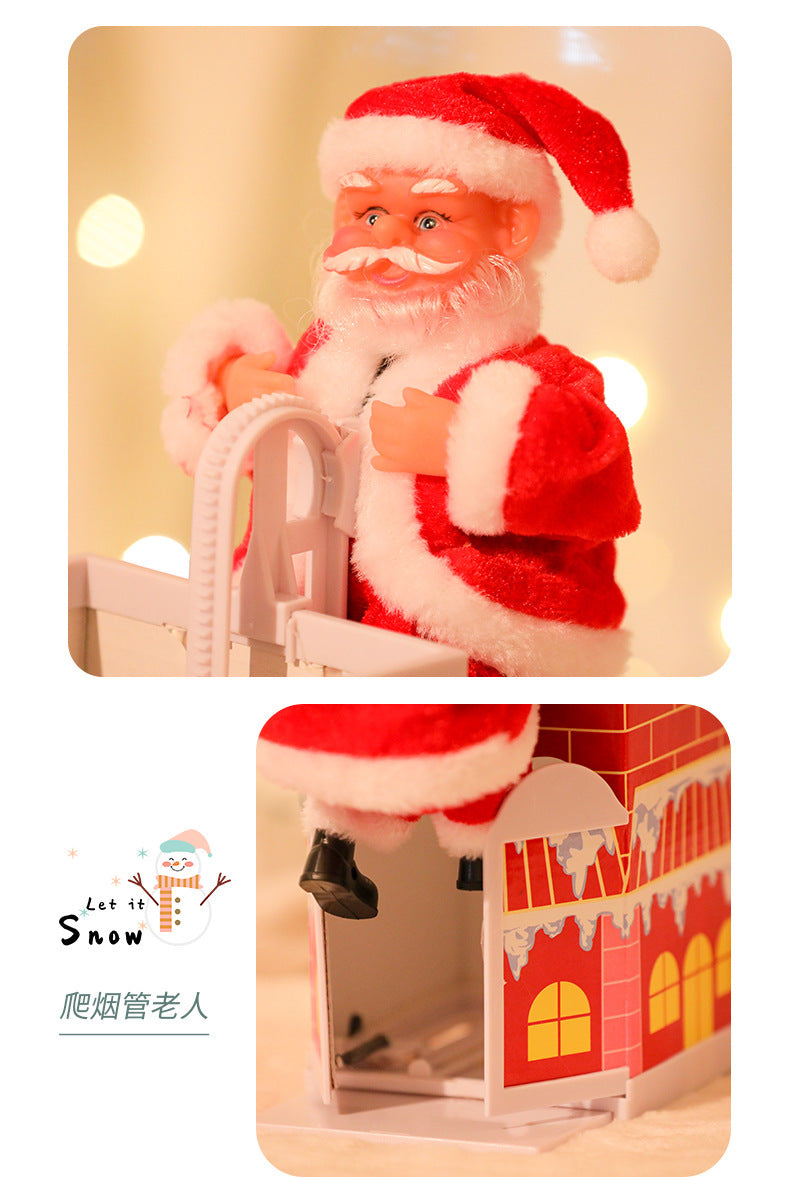 Climbing Chimney Santa Claus Electric Toy Climbing Beads Climbing Ladder Santa Claus Ornaments Christmas Decoration Gifts
