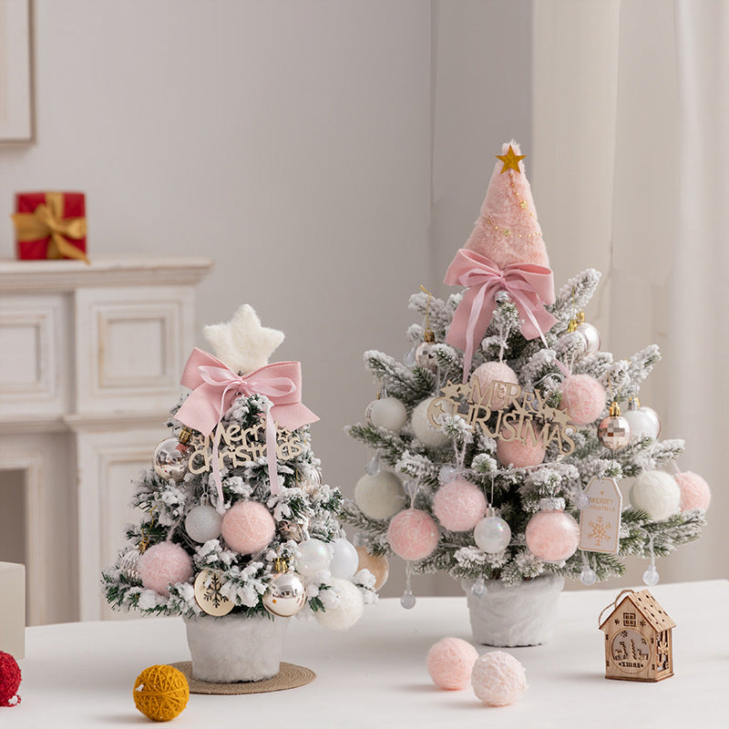 Christmas tree new desktop christmas tree pvc with lights christmas tree mini diy christmas decoration flocking