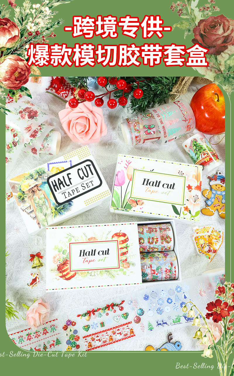 Foreign Trade Cross-Border Hot-Selling Halloween and Christmas Planner Materials DIY Decoration No-Cut Die-Cut Pet Planner Tape