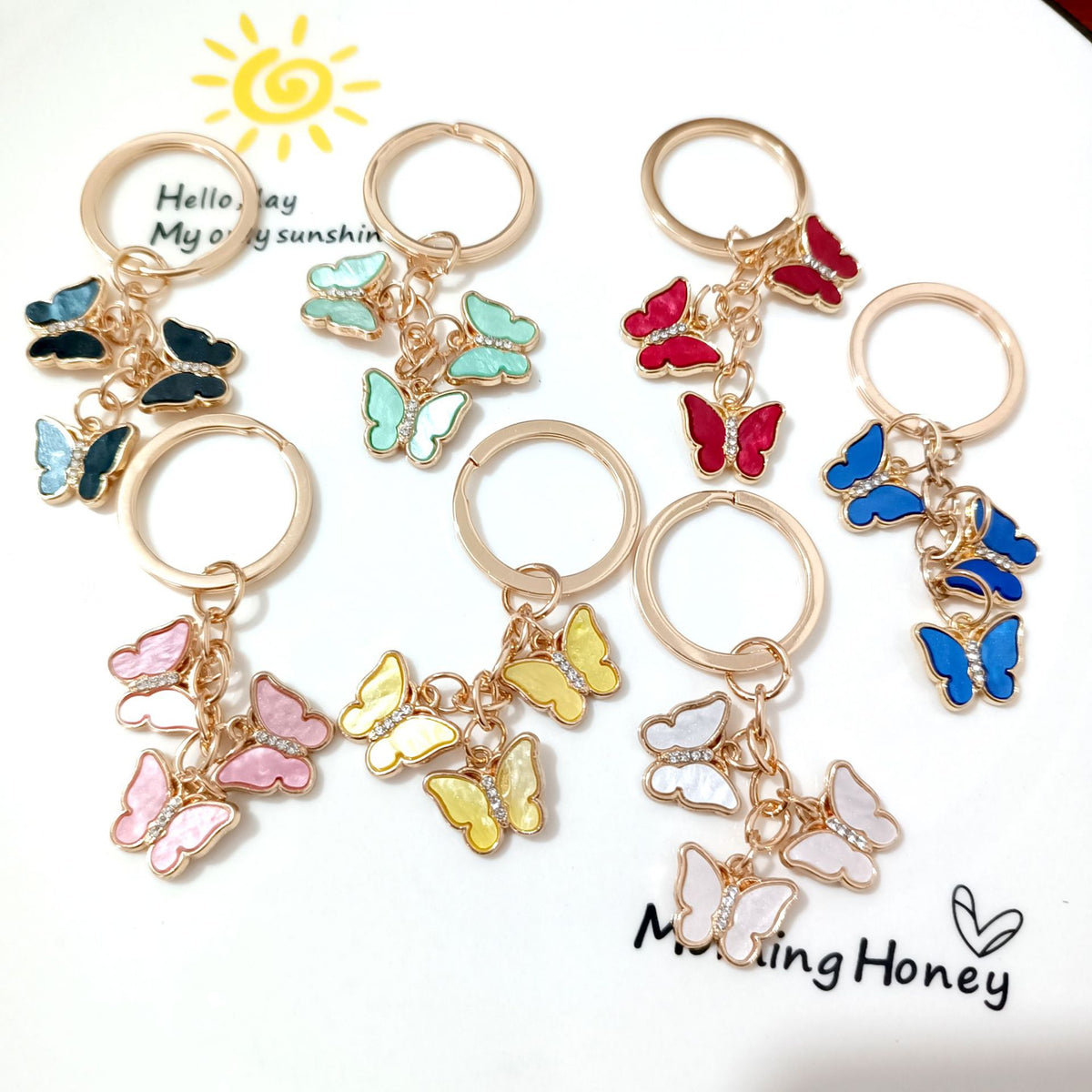 Cross-border new butterfly keychain European and American pendant key accessories schoolbag pendant decoration accessories wholesale