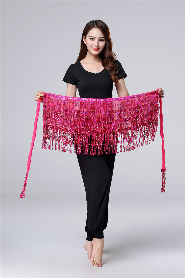 Halloween in stock Belly Dance Performance Costume Sequins Tassel Hips Bead Pieces Waist Chain Indian Dance Waist Towel Wholesale