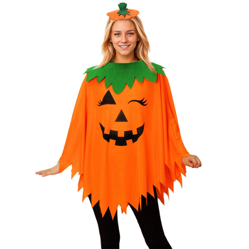 Halloween Costume Luminous Adult Children Pumpkin Cape Shawl Pumpkin Hat suit Cape School Party Dress Up