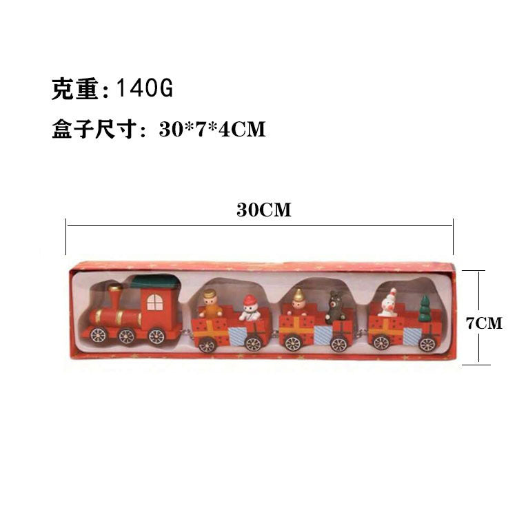 Strict selection of Christmas decorations cartoon creative children's Christmas gifts small train wooden window desktop ornaments