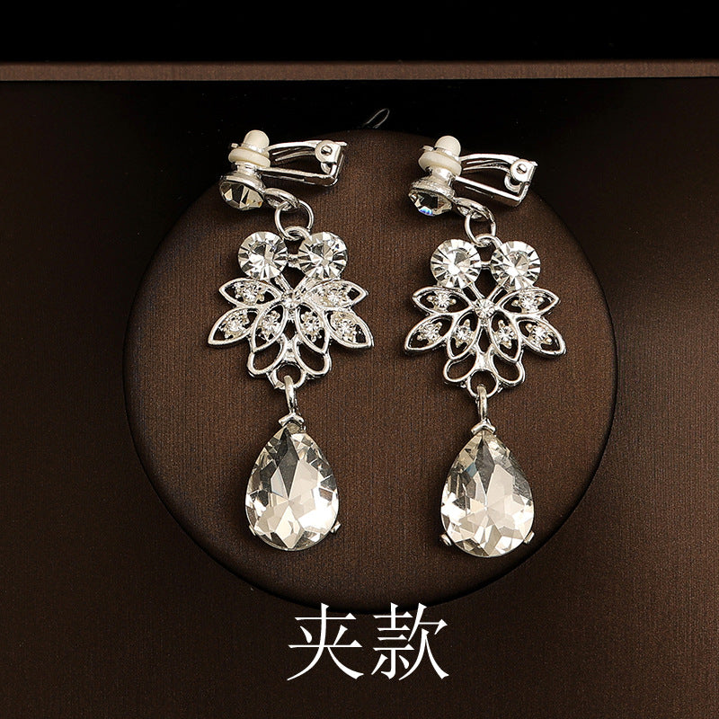 Korean Bride Necklace Earrings Two-piece Decorations Wedding Yarn Wedding Jewelry Wedding Accessories Dance Studio