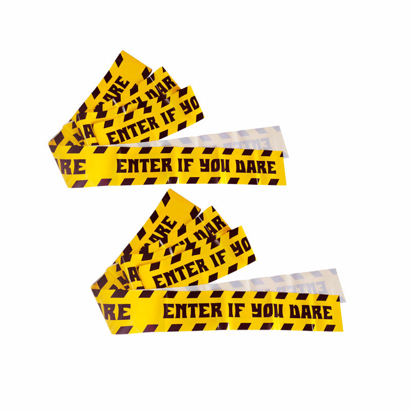 Cross Border in stock Halloween Party Decoration Warning Tape Horror Party Decoration Supplies Halloween Warning Tape