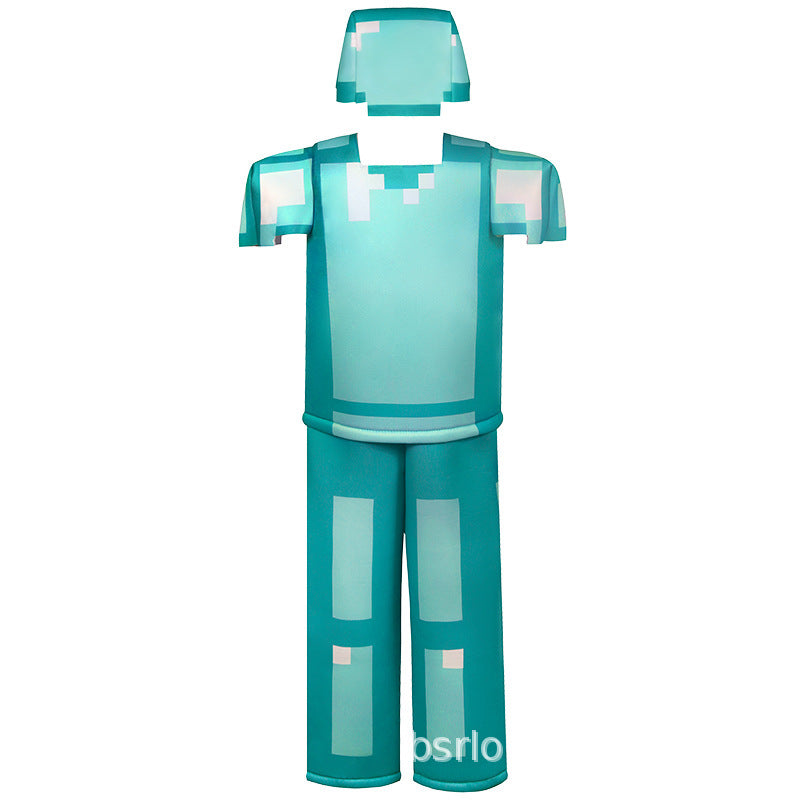 My World Child Cos Suit Steve Stage Game Performance Suit minecraft Halloween Costume in stock