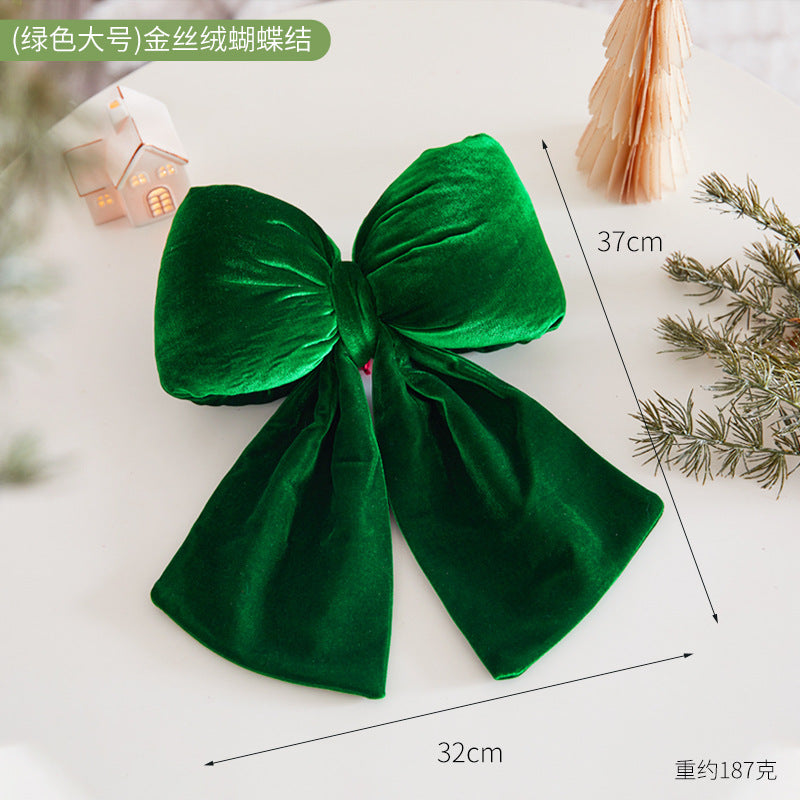 Christmas Tree Decoration Home Gold Velvet Bow Large Pendant Photo Atmosphere Props Atmosphere Flocking Bow