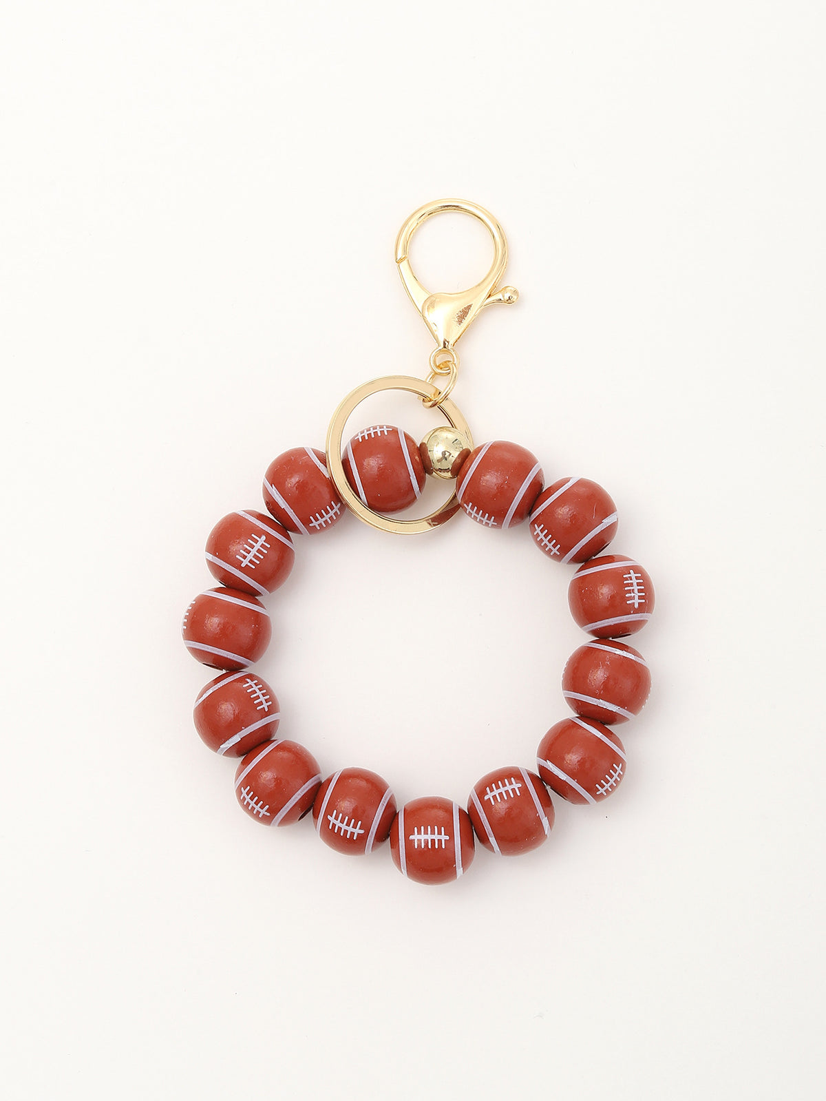Sporty Baseball Independence Day Halloween Wooden Beads Wooden Fruit Summer Party Keychain Bracelet