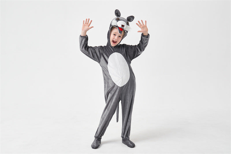 Halloween Big Bad Wolf Plays Parent-Child Animal Siaman Children's Drama Stage Performance Costume Big Tail Wolf