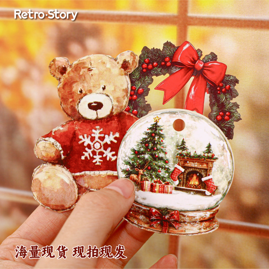 Retrostory Winter Story Collection Series Christmas Decoration Sticker Pack Creative Holiday Bow Bottoming Handbook Sticker