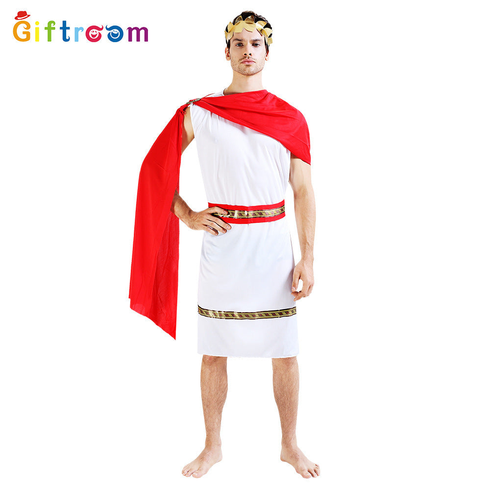 Halloween Masquerade Ancient Egyptian Greek Couple Red Shawl Stage Play Role-Playing Costume Ds Performance Costume