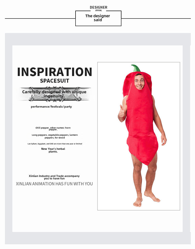 Mardi Gras Halloween Cosplay Masquerade Stage Performance Costume Big Men Fire Red Pepper Performance Costume