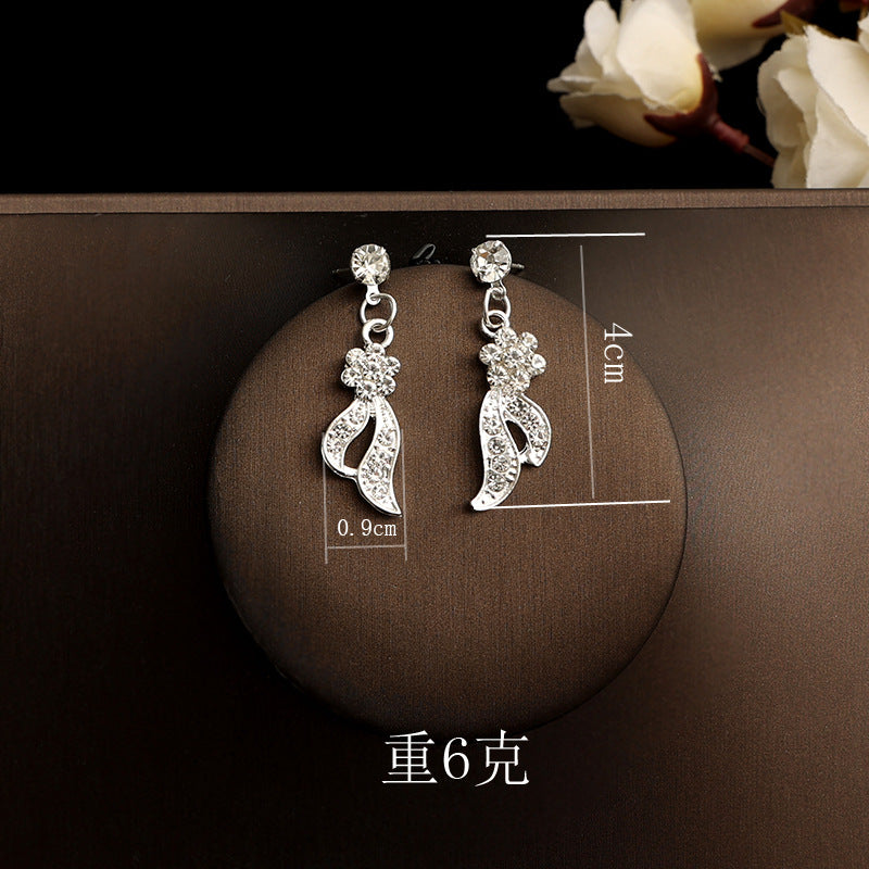 Korean Bride Necklace Earrings Two-piece Decorations Wedding Yarn Wedding Jewelry Wedding Accessories Dance Studio