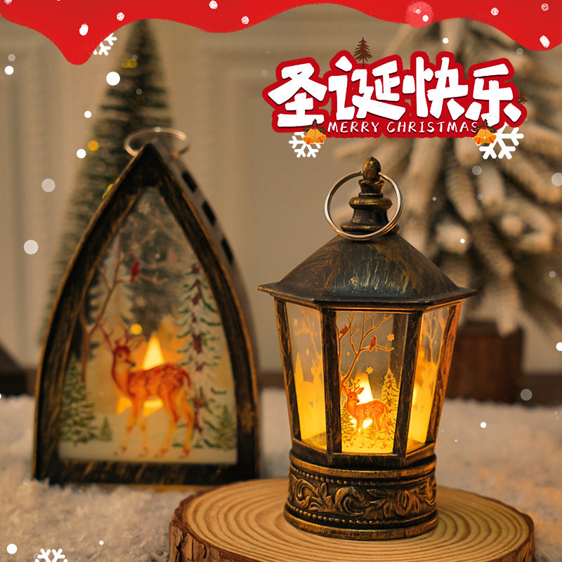 Christmas vintage portable lamp luminous water filling wind lamp Christmas decoration atmosphere lamp Christmas tree decoration wind lamp ornaments