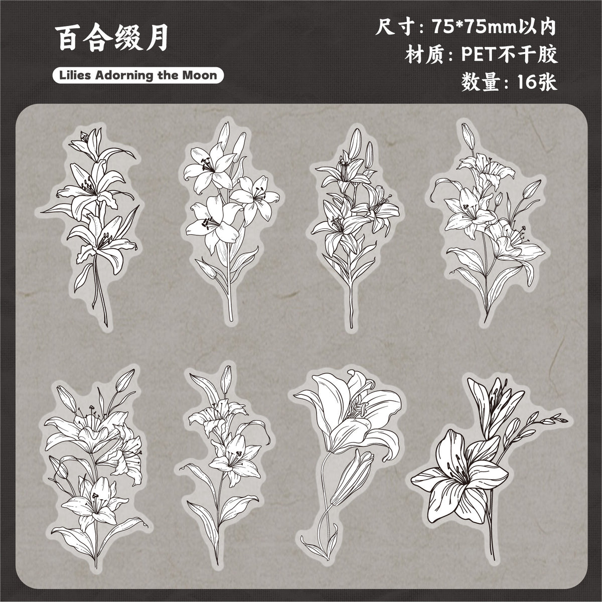 Retrostory Flower Dyeing Series Pet Sticker Pack 16 Pieces into Retro Flower Handbook DIY Material Decorative Stickers