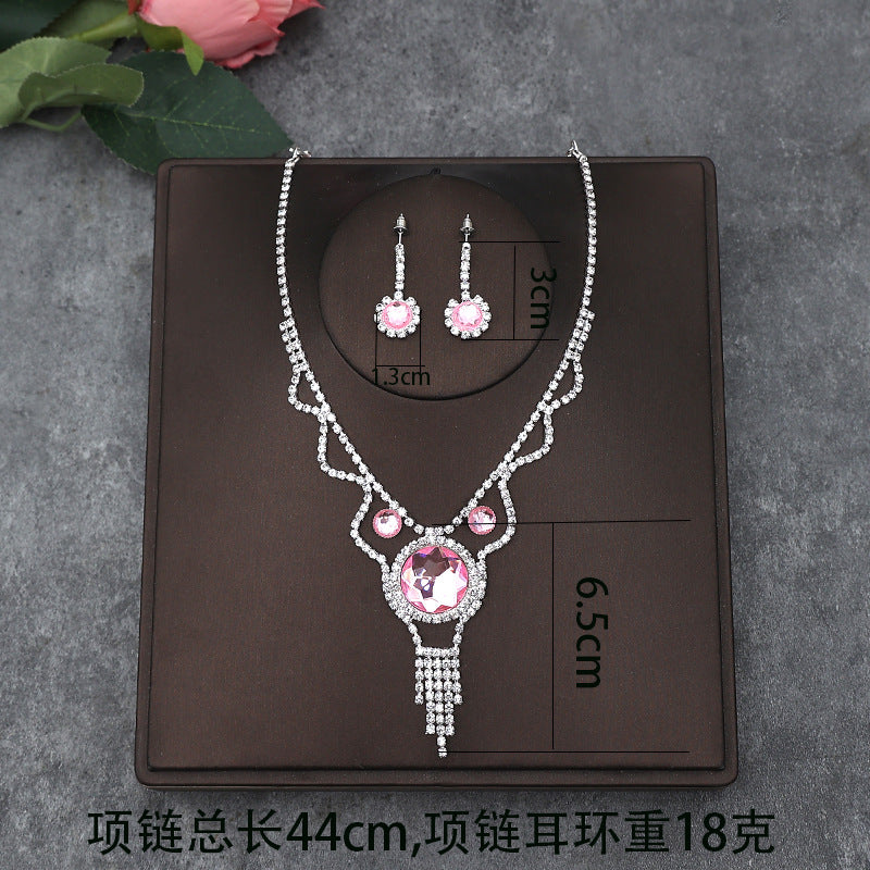 Korean Bride Necklace Earrings Two-piece Decorations Wedding Yarn Wedding Jewelry Wedding Accessories Dance Studio