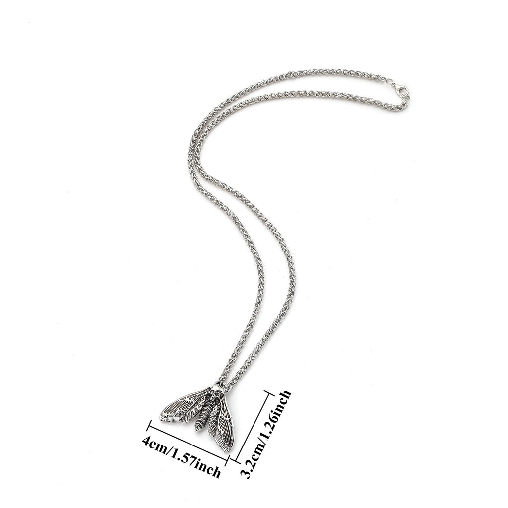Foreign Trade Hot-Selling Retro Viking Death Skull Moth Pendant Necklace Gothic Decorations Party Accessories Wholesale