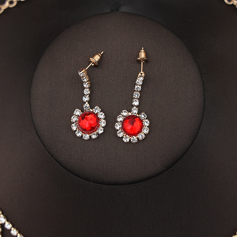 Korean Bride Necklace Earrings Two-piece Decorations Wedding Yarn Wedding Jewelry Wedding Accessories Dance Studio