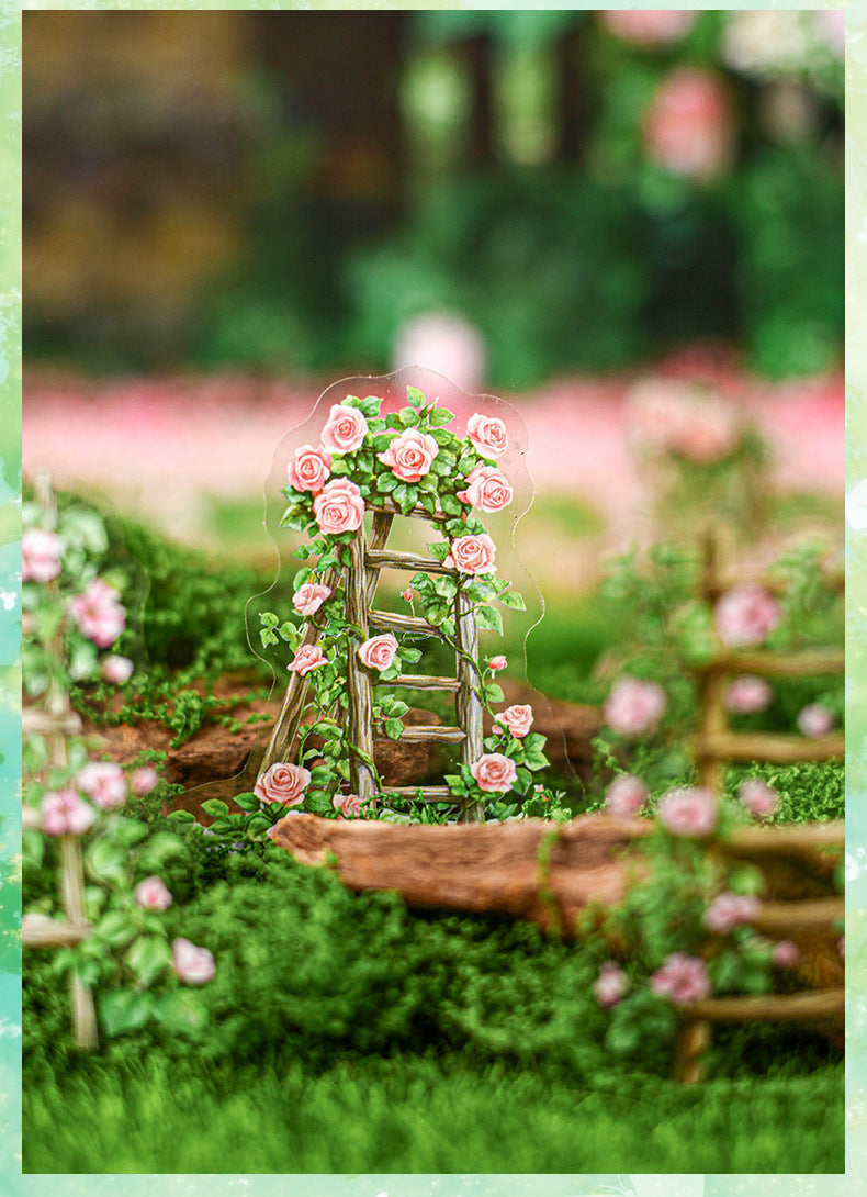 Retrostory Flower Ladder Pastoral Fresh Creative Stickers Decorative Stickers Children's Landscaping Material Journal Stickers