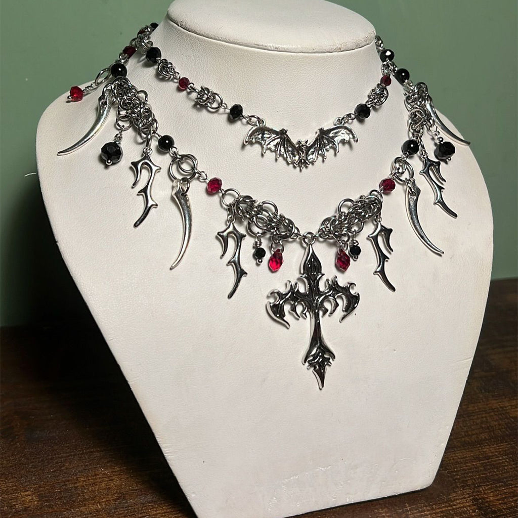 Halloween Cross Necklace Wholesale Cross-Border Vintage Dark Heavy-Duty Gothic Style Necklace Light Luxury Niche Sweater Chain