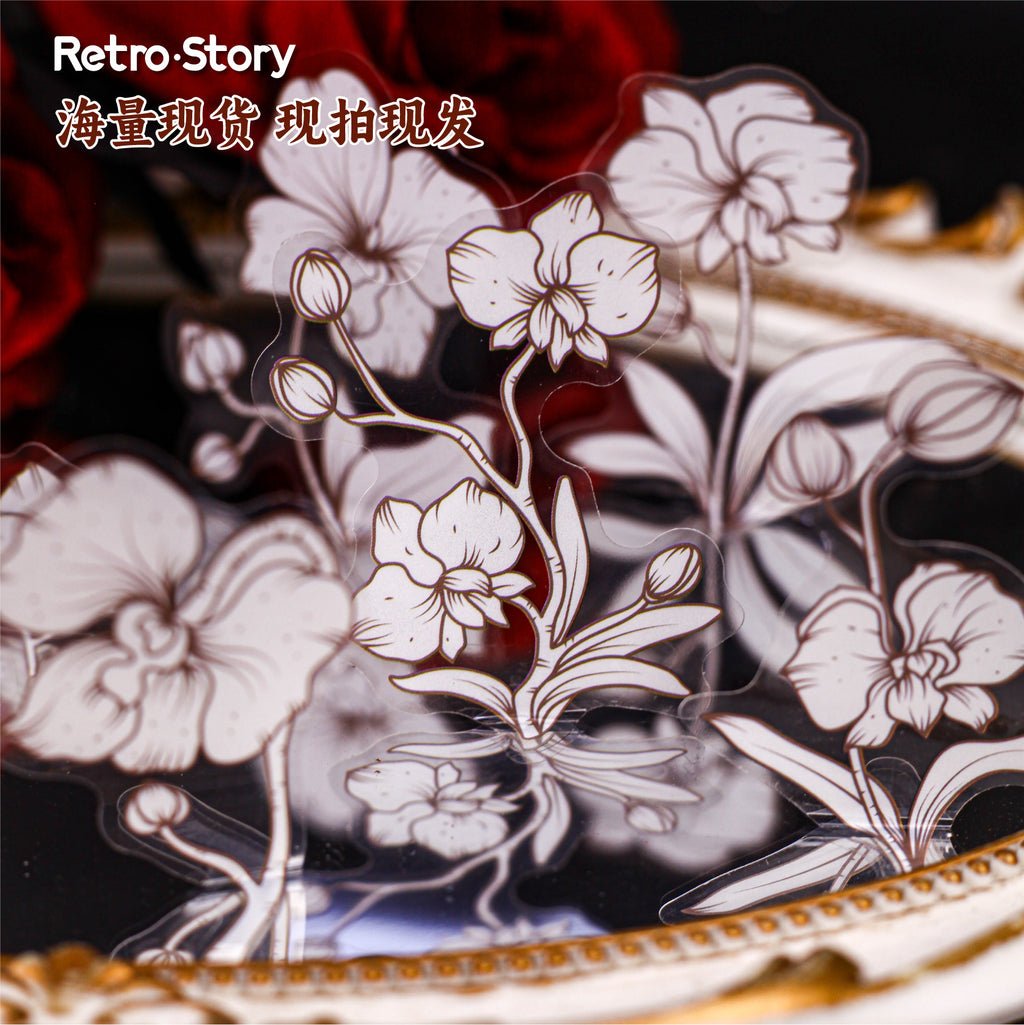 Retrostory Flower Dyeing Series Pet Sticker Pack 16 Pieces into Retro Flower Handbook DIY Material Decorative Stickers