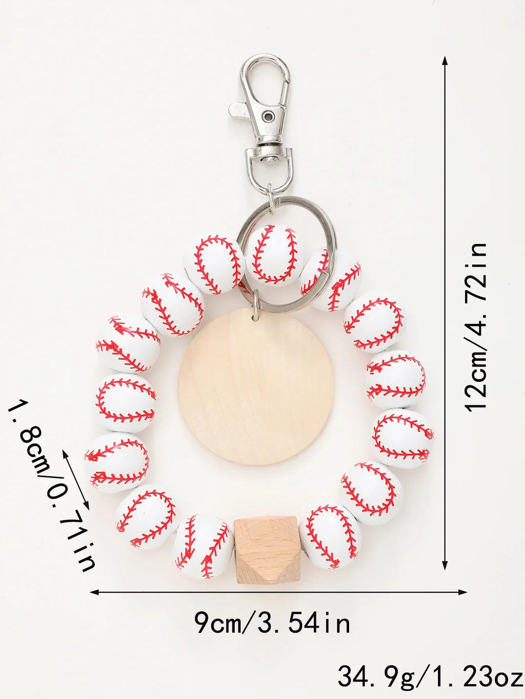 Sporty Baseball Independence Day Halloween Wooden Beads Wooden Fruit Summer Party Keychain Bracelet