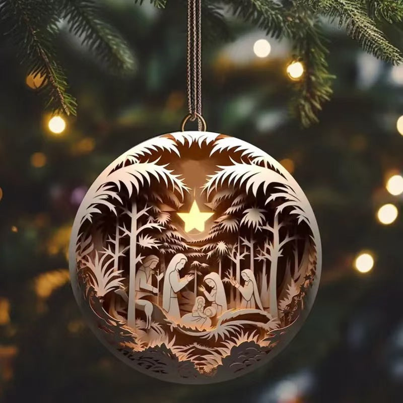 2025 Cross-Border Independent Station Acrylic 3D Effect Christmas Ornaments New Religious Belief Decoration