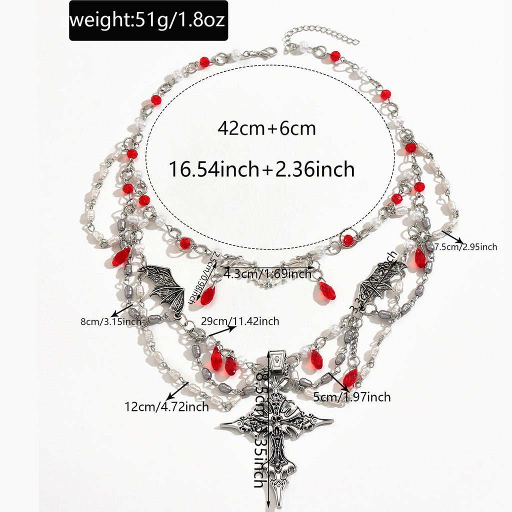 Halloween Cross Necklace Wholesale Cross-Border Vintage Dark Heavy-Duty Gothic Style Necklace Light Luxury Niche Sweater Chain